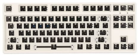 DIY RGB Mechanical Keyboard Kit, Hot Swappable Switch 87 Keys Compact Keyboard, ABS Aluminum Alloy Module, PVC Cover, Programmable, for Office, School, Computer Room(White)