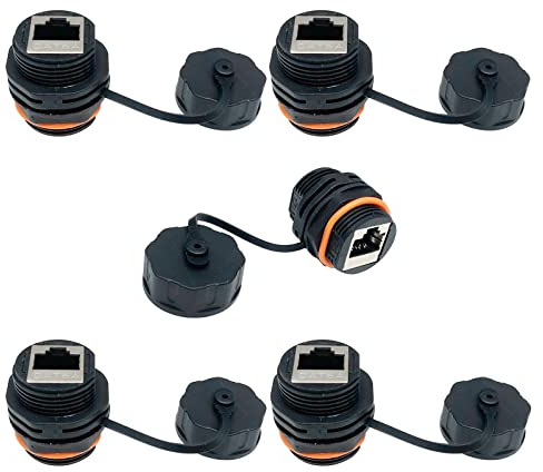 PENGLIN Lot de 5 coupleurs blindés étanches IP68 RJ45 Cat6a/Cat6 à montage sur panneau