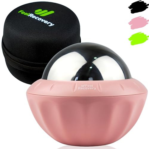 Massageball mit Gel für Kälte & Wärmetherapie - Massagekugel mit Edelstahlkugel - Massageroller mit Griff Klein für Faszien, Rücken, Nacken & Füße - Wellness Geschenk & Entspannung