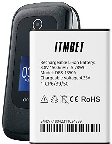 DBS-1350A Replacement Battery for Doro 7050 Consumer Cellular Flip 1500mAh