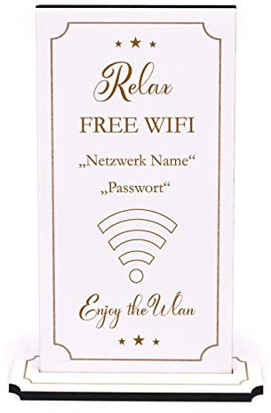 Wlan Aufsteller Schild Wifi Wlan Code - personalisiert mit Passwort und Netzwerk für Internetzugang Tischaufsteller 10 x 20 cm