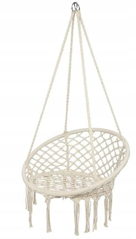 Hängesessel Hängestuhl Outdoor Indoor Garten Hängeschaukel Boho Creme Beige