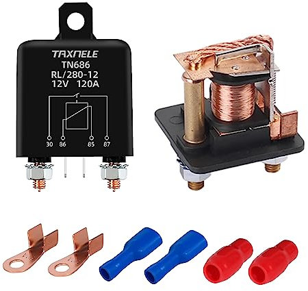 Relè ad alta corrente Relè di avviamento 100A 120A 200A 12V 24V Relè di servizio continuo Potenza Relè di avviamento corrente pesante automobilistico Relè di carica diviso Interruttore relè (12V,120A)