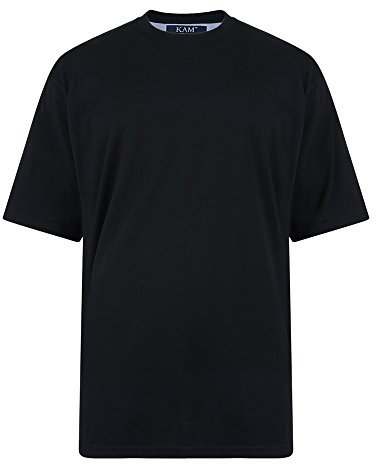 VR2 Denim Men's T-Shirts Big & Tall Short Sleeve Crew Neck Plain Tee Casual Premium Quality Top, Black Colour, UK Size XXL