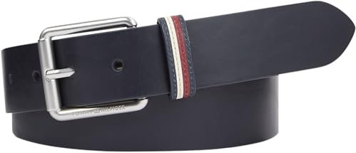 Tommy Hilfiger Herren Gürtel Ledergürtel, Blau (Space Blue), 115 cm