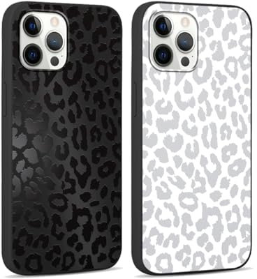 RUMDEY 2 Pack Cute Cheetah Print for iPhone 11 Pro 5.8 Phone Case,Luxury Leopard Pattern Design Cases Soft Silicone TPU Shockproof Protective Cover for Women Girls-Black & White