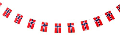 Bandera de Noruega 40 unidades bandera de Noruega, guirnalda Noruega 11.4M, banderines Noruega, bandera Nacional Noruega 14 x 21 cm para Decoraciones de Bares de Jardín (Noruega)