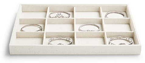 Oirlv 12 Compartiments Lin Empilable Plateaux Bijoux,Presentoir Bague, | Rangement Bijoux