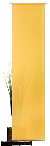 metablo Flächenvorhang Set Basic für Innenlaufschienen mit 6mm Laufkanal inklusive Paneelwagen und Beschwerer Gold-Ocker 60x300 cm