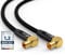 RedStar24 Cavo Antenna 1m Nero - 90° Angolato Coassiale | Maschio a Femmina - Cavo Coassiale HDTV Premium per la TV via cavo | Cavo TV: Compatibile con TV, Radio, DVB-T/T2, DVB-C, DAB