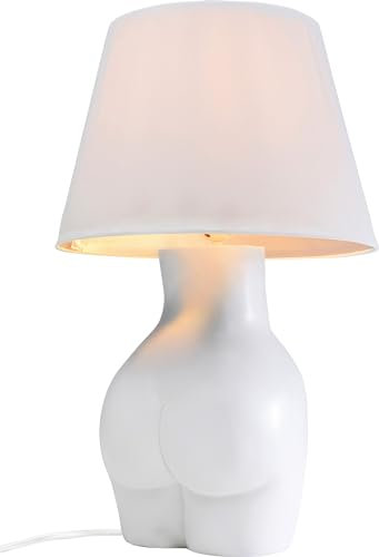 Kare Design Tischleuchte Donna in Weiß (48 x 30 cm) – moderne Lampe in Form einer Skulptur – Tischlampe aus Polyresin mit E27 Fassung ohne Leuchtmittel