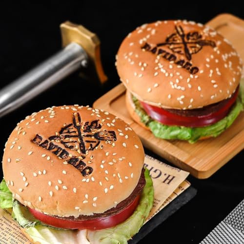 TPFOON Sello personalizado de hierro de fuego, plancha de fuego de carne, hierro de fuego para alimentos, barbacoa de hierro de fuego, hierro de fuego de carne, hierro de fuego de hamburguesas, hierro
