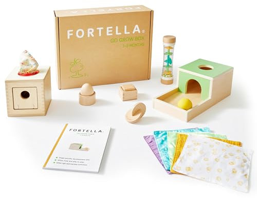 Fortella Go Grow Box, Jouet bébé 6 Mois, 7 en 1 Montessori Bébé Éveil 1 2 3 Ans, Parcours Motricité Bébé, Jeux Educatifs en Bois (7-9 Mois)