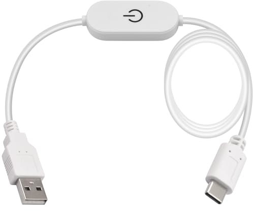 Duttek USB to USB C Switch Extension Cable 3.3FT/1M, USB Male to Type C Switch Extension Power Cord with Touch Dimmer Switch Support Power Charging Support Power Charging (White)