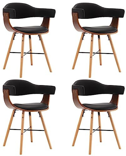 CKioict Bürostuhl Esszimmerstühle modern Bistrohocker Esszimmerstühle 4 STK. Schwarz Kunstleder und Bugholzfür Esszimmer, Küche, Theke, Bar