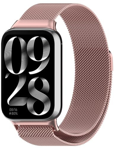 SUGARJAR Metal Strap for Xiaomi Smart Band 9/Mi Band 8/Redmi Watch 4 - Magnetic Straps for Women and Men