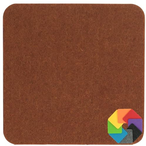 Design Filz Untersetzer eckig - 10x10cm in braun für Glas, Getränke, Bar, Tasse, Vase