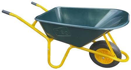 Neo Garden Wheelbarrow Heavy Duty 110L 150kg Durable Plastic Green Tray Barrow Pneumatic Wheel Tyre Loads Equine Yard Gardening
