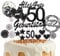 DazzJoy Tortendeko 50. Geburtstag Mann Frau,19 Stück Cake Topper 50 Geburtstag mit Kerzen 50,Schwarz Kuchendeko 50 Jahre,Glitzer Happy 50th Birthday Deko Torte,Torten Topper 50