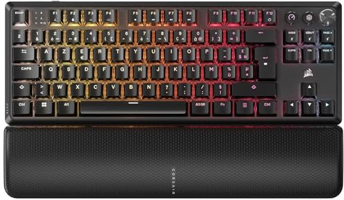 Corsair K70 Core TKL Wireless RGB Mechanische Gaming-Tastatur, ohne Schlüssel, MLX Red v2, vorgeschmiert, ABS-Schlüsselkappen, AZERTY-FR, Schwarz