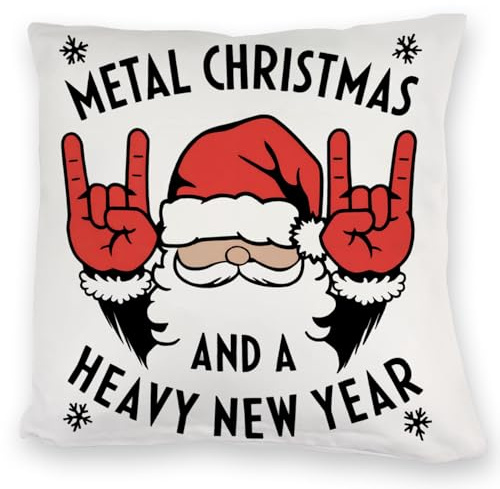 speecheese Weihnachtsmann Rockzeichen Metal Christmas Kuschelkissen Feiere die Festliche Jahreszeit im Rock-on-Stil mit Handzeichen aus der Heavy-Metal-Kultur