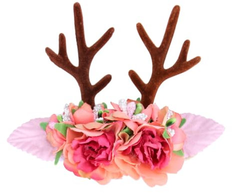 HAPINARY Rentier Haarband Für Babys Mädchen Mit Blumen Und Geweihhorn Design Elastisch Für Weihnachts Und Geburtstagsfeiern Stirnband Als Haarschmuck