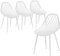 HOMCOM Juego de 4 sillas de comedor, sillas de cocina modernas con respaldo curvo y perforado y patas de metal, sillas de plástico para cocina, dormitorio y salón, color blanco