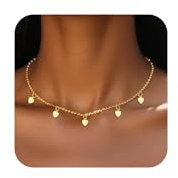 ALEXCRAFT Halskette Damen Silber 925 Gold Gliederkette Halskette Gliederkette Vergoldet Kette Damen Gold Herz Boho Länge 40+5cm