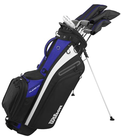 Wilson Herren PlayerFit Stahl Komplett-Golfschlägerset mit Standbag, Inklusive Stahlschäften & vielseitigem Standbag, Farbe: Schwarz/Schwarz/Weiß