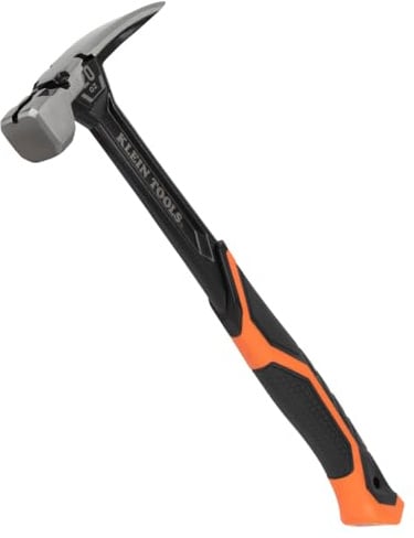 Klein Tools H80920S Glättungshammer mit gerader Klaue, 590 g geschmiedeter Stahl, magnetischer Nagelabzieher und extra großer quadratischer Schlagfläche