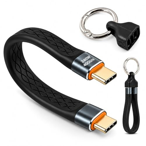 Hawpasy PD 240W Short USB C Cable, USB 4.0 USB C Short Cable 40Gbps Data Transfer 8K 60Hz Video Output Compact Keychain Design USBC to USBC Cable Compatible with Laptop Phone Tablet