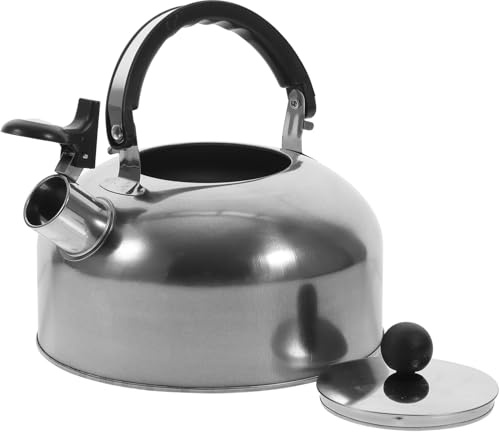 3l Edelstahl Wasserkessel mit Pfeifton und Ausgießhilfe für Küche | Kaffeegranulat und Instantnudeln, 1 Stück, Kunststoffdeckel Am Auslass, Passend für Herd Zufälliger Stil