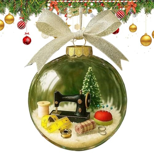 Nudorpn Schneekugel Christbaumschmuck - Weihnachtliche Nähmaschine Schneekugel Dekoration | Aufhängbare Weihnachtskugel Dekoration Für Büro Garten Kunstschule Bauernhaus Balkon Terrasse Schneiderei