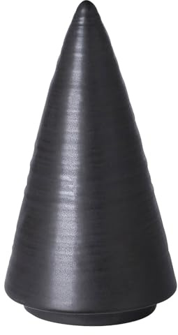 Fink Porzellan Deko-Tannenbaum 13 cm - schwarzer Weihnachtsbaum mit Matter Streifenstruktur - Elegantes Dekoelement als Tischdeko, Fensterbank-Deko oder Blickfang für Advent & Wohnräume