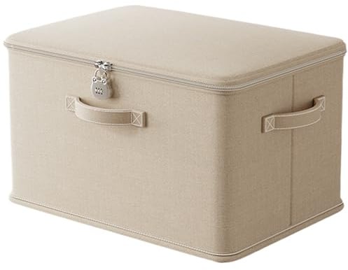 Beiykhera Abschließbare Box Faltbare Verschließbare Box Mit Schloss Stoff Aufbewahrungsbox Mit Deckel Dokumentenbox Medikamenten Aufbewahrungbox Abschliessbare Kiste Für Bettwäsche Kleidung