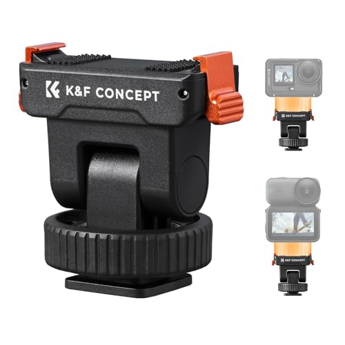 K&F CONCEPT Magnetische Halterung für DJI Osmo Nano/Action 6, Kunststoff Cold Shoe Mount 180° Neigung Einstellbar, Schnellspanner Cold Shoe Adapter mit 1/4-Schraubenloch, Action Kamera Zubehör