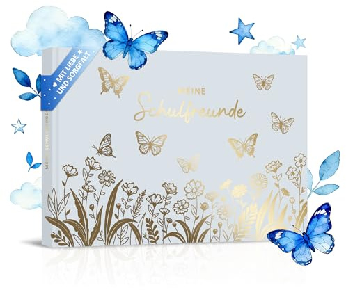 BIROYAL Freundebuch Schule Mädchen, Schulfreundebuch grundschule,37 Freunde | Einschulung Mädchen Geschenk, A5 freundschaftsbuch, 120g dickes Papier, 128 Seiten mit Viele Erinnerungsbereiche