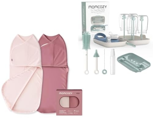 Momcozy 7-in-1 Bottle Brush Set and Swaddles for Newborns 0-3 Months