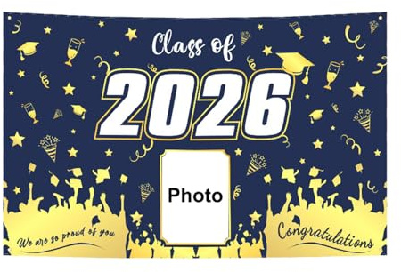 Personalisierte Graduation Banner mit gesicht foto Selbst Gestalten Klasse 2026 Abschlussbanner Graduation Party Deko, Custom Abi Banner Grad Personalisiert Geschenke für Grad Day 180x115cm