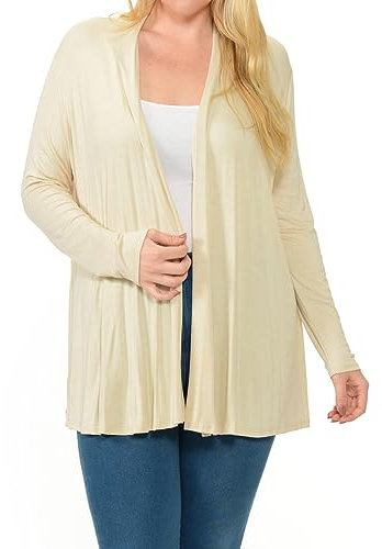 Pastel by Vivienne Damen Langarm Jersey Plus Size Cardigan, cremefarben, XX-Large Mehr