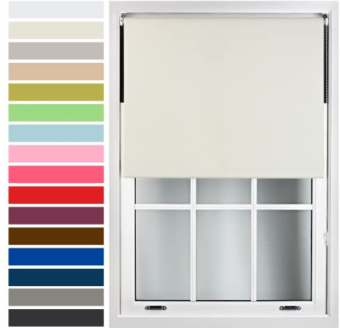 FURNISHED Custom-Made Premium Roller Blinds - Blackout Window Blinds with Metal Fittings - Thermal Insulated and Energy-Efficient - Made to Measure Cream, 210cm x 210cm