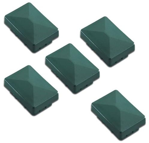 5 x Grüne Pfosten-kappe/Pfostenabdeckung aus Kunststoff für Metallpfosten/Pfosten für Doppelstab-Zaun im Maß 6 x 4 cm