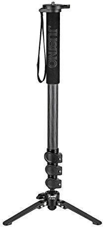 JUSINO Karbon Monopod mit abnehmbarem Fuß/Tischstativ bis 164cm Höhe 10kg Belastbarkeit Schnellspann-Clips