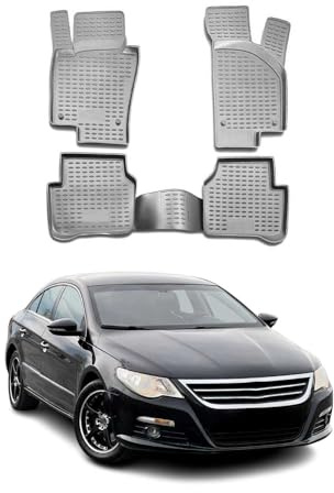 OMAC Fußmatten für VW CC 2008-2017 TPE 4X Grau | Gummimatten, Automatten, Allwetter, fahrzeugspezifisches Produkt, Antirutsch, 3D-Passform, wasserdicht