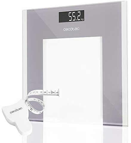 Cecotec Digitale Personenwaage mit hoher Präzision Surface Precision 9300 Healthy. Mit Bambus-Plattform (eco-friendly), LCD-Display und einer maximalen Kapazität von 180 kg. Mit Maßband (Kristall)
