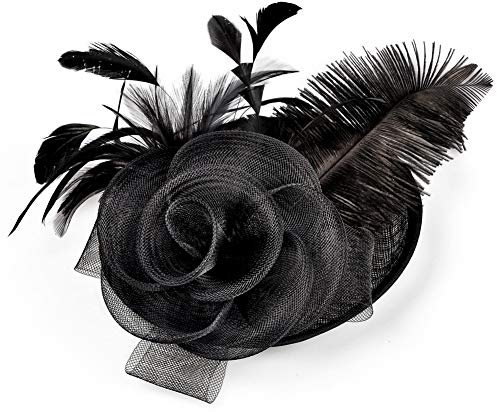 Rétro Bibi Petit Chapeau de Banquet Soirée Dames en Maille Plume Fascinator Chapeau Mariée Nuptial Cocktail Cheveux Clip Épingle Court