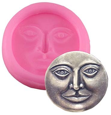 Moon Face Silicone Mold for DIY Jelly Shots Ice Cube Candy Cupcake Cake Topper Decoration Soap Mould Handmade Ice Cream Fondant Mold Gum Paste Chocolate Desserts Crystal Pudding