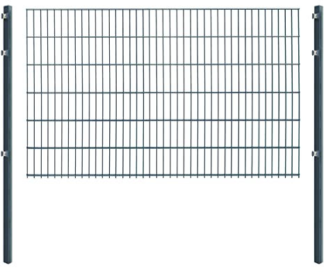 Doppelstabmattenzaun - Komplettset inkl. Pfosten und Montagematerial - Verschiedene Längen und Höhen – Grün oder Anthrazit (L 14 m | H 123 cm | Anthrazit)