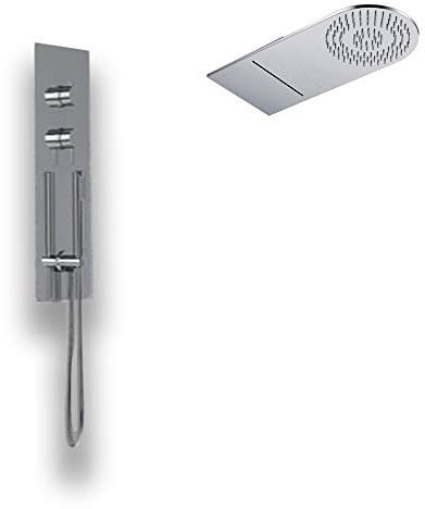 Wall Kit A Parete Da Incasso A Muro Acciaio Inox + Soffione Doccia a Parete Acciaio Inox Punta Tonda Con Cascata