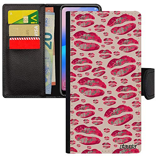 utaupia Coque Antichoc pour Honor 10 Cuir Portefeuille levres Image Smartphone Pas Cher Fille de Protection Femme Bouche COL-L29 Rose Bisou